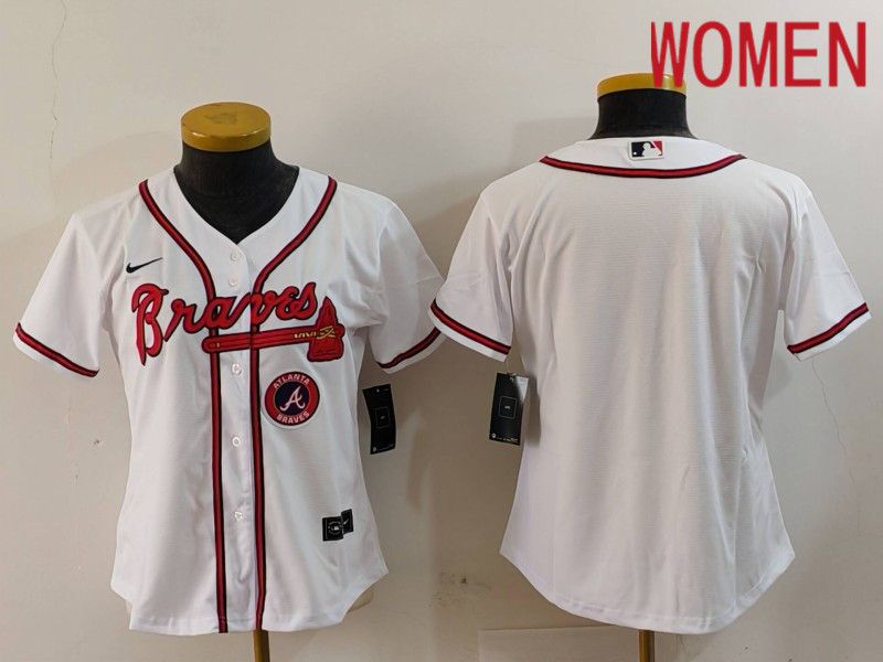 Women Atlanta Braves Blank White Game 2024 Nike MLB Jersey style 6->women mlb jersey->Women Jersey